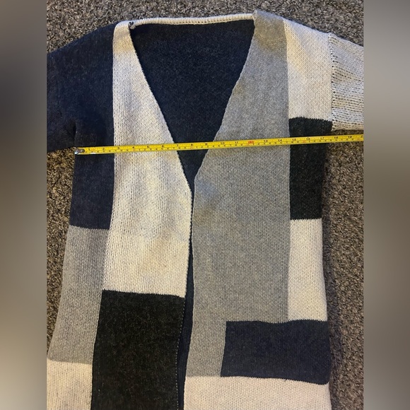 WEGRt Patchwork Open Front Pocketed Knit Sweater - Picture 5 of 6